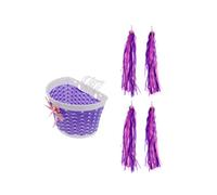 (Viola) Cestino anteriore per bicicletta + nastro manubrio + nappe per manubrio, accessori per bicic