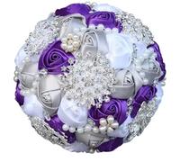 Viola chiaro di lusso del Rhinestone Bouquet per la sposa di nozze fiori fatti a mano damigelle d'onore decorazione della mano accessori di nozze R26 20CM