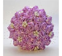 Viola chiaro di lusso del Rhinestone Bouquet per la sposa di nozze fiori fatti a mano damigelle d'onore decorazione della mano accessori di nozze R17 20CM