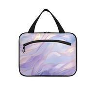 Viola chiaro Wave Fluid Art Style appeso dimensioni articoli da toeletta per gli uomini con gancio, designer kit da toilette impermeabile per adulti zaino in spalla bolso viajero para mujer M, viola