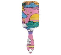 Viola Cielo Sole Nuvola Luna Cartoon antistatico capelli asciutti spazzolato bagnato spazzola asciutta per la crescita dei capelli con manico ergonomico cepillo para peinar