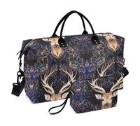 Viola Dorato Mistero Renna Decorativo Grande Carry On Aeroporto Borsa Palestra Sport Carry con Cinghia Regolabile per Allenamento Multifunzionale Bolsa para Palestra para Mujer