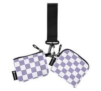 Viola e Bianco Americano Plaid Portafogli Custodie per Carte di Formato Compatto Cambiamento Borsa Portachiavi con Portachiavi per Lady 2 Pz para Meter tarjetas de credito