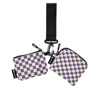Viola e Bianco Americano Plaid Portamonete da Donna Custodie per Carte di Grande Capacità Cerniera Cash Coin Purse con Tasca con Cerniera per Donna 2 Pz billetera para tarjetas de Mujer