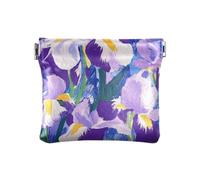 Viola e Bianco Iris Fiori Pittura A Olio Piccolo Portamonete In Pelle Portatile Mini Portamonete Borse per Uomini Donne Viaggio