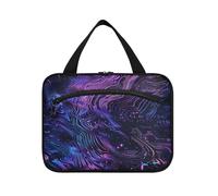 Viola e Blu Neon Luce Film Effetto Hanging Bag per gli Uomini Viaggiare con gancio, Designer Compact Makeup Bag per auto per le donne Must Vacation bolsas para maquillaje L