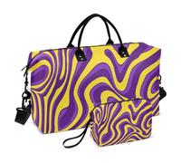 Viola e Giallo Lines Trippy Decorative Duffel Bag Sport Duffel Bags con Toiletry Bag per Aereo Viaggiare Grande Capacità bolso de Mano para viajar en Avion