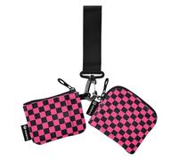 Viola e Nero Plaid Americano Portafogli Doppi Portafogli Casi per Biglietti da Visita Dimensioni Compatte Portafoglio con Cerniera Tasca Monete per Donna 2 Pezzi per Meter Tarjetas de Credit