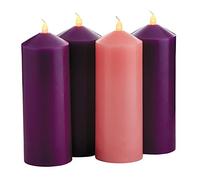 Viola e rosa senza fiamma LED a pilastro Advent Candle set di 4, 22,9 cm