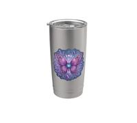 Viola Farfalla Luna Lavanda Fasi Celeste Cottagecore Bicchiere termico in acciaio inox doppia parete