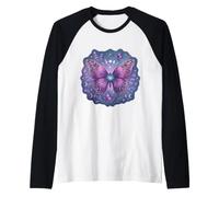 Viola Farfalla Luna Lavanda Fasi Celeste Cottagecore Maglia con Maniche Raglan