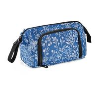 Viola Farfalle Blu Grande Astuccio Grande Capacità Sottile Astuccio con Scomparti Astucci per la Scuola per Preppy Elementary