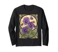 Viola Febbraio Compleanno Fiori Stile Art Nouveau Maglia a Manica