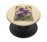 Viola Febbraio Compleanno Fiori Stile Art Nouveau PopSockets PopGrip Adesivo