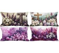 Viola Federe Cuscini Divano 40x70 Set di 4 Retro Cuscini per Divano Esterno Impermeabili Morbido Rettangolo Cushion Covers per Arredo Camera da Letto Estate Giardino Decorazione Della Casa -a1855l