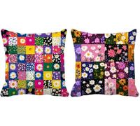 Viola Federe Cuscini Divano 50x50 Set di 2 Fiore Cuscini per Divano Esterno Impermeabili Morbido Quadrato Cushion Covers per Camera da Letto Estate Giardino Patio Decorazione Della Casa w5-3000r