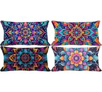Viola Federe Cuscini Divano 50x80 Set di 4 Fiore Cuscini per Divano Esterno Impermeabili Lino Rettangolo Cushion Covers per Arredo Camera da Letto Estate Giardino Patio Decorazione Della Casa -e3771g