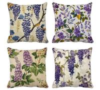 Viola Federe Cuscini Divano 80X80 Set di 4 Lavanda Cuscini per Divano Esterno Morbido Quadrato Cushion Covers per Arredo Camera da Letto Primavera Estate Giardino Patio Decorazione Della Casa 18G-2