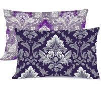 Viola Federe Cuscino Letto 30x50 Europa Settentrionale Copricuscino Letto Lino Coprifedere Cuscini Set 2 Federa Cuscini Zip Nascosta Cuscino Cervicale per Dormire, per Home Decor Camera Divano R-716