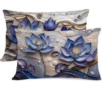 Viola Federe Cuscino Letto 30x50 Europa Settentrionale Copricuscino Letto Lino Coprifedere Cuscini Set 2 Federa Cuscini Zip Nascosta Cuscino Cervicale per Dormire, per Home Decor Camera Divano R-717