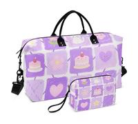 Viola Fiore Torta Griglia Decorativo Weekend Bag Sport Training Bag con Cinghia Regolabile per Aereo Viaggio Multifunzionale bulto para viajar