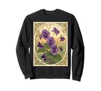 Viola Fiori Febbraio Compleanno Stile Liberty Felpa