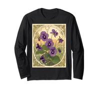 Viola Fiori Febbraio Compleanno Stile Liberty Maglia a Manica