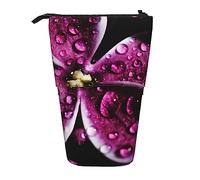 Viola fiori stampati matita caso penna sacchetto telescopico sacchetto stand matita titolare trucco cosmetici organizzatore borsa scatola unisex, Nero , Taglia unica, Astuccio per matite