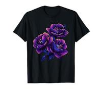 Viola Galaxy Roses Cosmic Floral Night Sky Bloom Maglietta