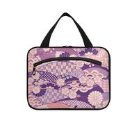Viola giapponese Zephyr Cherry Blossoms Hanging Travel Toiletry Bag Hanging con gancio, Designer Essentials Makeup case per viaggio Must Haves Backpacking estuches para maquillaje L