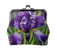 Viola Iris01 Stampa Vintage Leather Change Purse Elegante Piccolo Portamonete per le Donne Portafoglio Mini