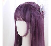 Viola Kawaii Lolita Parrucca Templi Harajuku 45 cm Lunghi Capelli Lisci Frangetta Per Adulti Chic Ragazze Donne Cosplay Usura Quotidiana