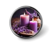 Viola lavanda con candele Distintivo rotondo in metallo personalizzato spilla da bavero in metallo adatto per abbigliamento borse cappello spilla stampata umoristica distintivo decorazioni per feste