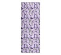 Viola Lavanda Farfalla pieghevole yoga mat per la casa stampato, antiscivolo, yoga opaco asciugamano e borsa tapete para ejercicio 180 x 66 cm