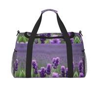 Viola Lavanda Fiori Colorati Stampa Weekender Pernottamento Carry On Bag Duffel Bag per Viaggio Donne Uomini Palestra Bagagli Borsa Carry on, Nero , Taglia unica