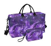 Viola Marmo Decorativo Duffel Borse Grande Palestra Bag con Toiletry Bag per Escursionismo Impermeabile Bolsa de lona para