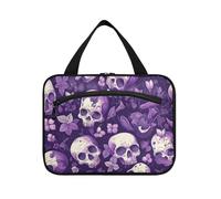 Viola Misterioso Fiore Cranio Appeso Borse per Viaggio con Gancio, Designer Essential Makeup case per le Donne Must Haves Viaggiare bolso de Mano para Hombre L
