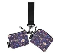 Viola Misterioso Fiore Delle Donne Money Organizers Mini Moda Zipper Portafoglio Coin Bag con Portachiavi per le Signore 2 Pz billetera para tarjetas de Mujer