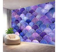 Viola Murales 150 x 105 cm（WxH), Astratto Artistico Squame Di Pesce Carta da Parati in Tessuto Non Tessuto Traspirante per Camera da Letto - Decorazione Parete Resistente e Facile da Applicare