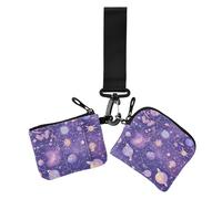 Viola Mysterious Universe Planet Dual Wristlet Portafogli per le Donne Carino Moda Cerniera Portafoglio con Cerniera Tasca per Monete per Donna 2 Pz, Viola misterioso pianeta universo, 1 size, Casual