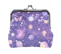 Viola Mysterious Universe Planet Portafoglio da donna in pelle portafoglio portatile con chiusura per uomo donna viaggio