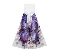 Viola Pittura a Olio Farfalla Hangable asciugamano portatile, velluto super assorbente asciugamano da cucina asciugamano per bambini adulti bagno cucina appeso asciugamano
