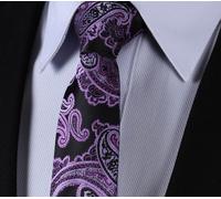 Viola Prugna Cravatta Seta Nera Paisley Floreale Tasca Quadrato Nozze Uomo Set