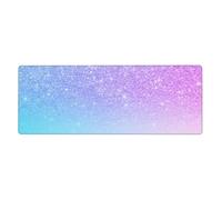 Viola Rosa Glitter Ombre Blu Gradiente,Tappetino per mouse grande, da scrivania, per tastiera e computer, con base in gomma antiscivolo, 30 x 80 cm