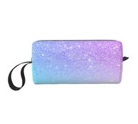 Viola rosa Glitter Ombre sfumatura blu, Borsa per il trucco Borsa per cosmetici Borsa da toilette da viaggio portatile Borsa per trucco Organizer