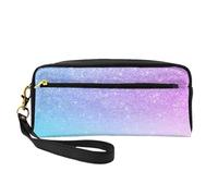 Viola rosa Glitter Ombre sfumatura blu, Borsa per il trucco Borsa per cosmetici Borsa da viaggio portatile da toilette Astuccio in pelle per donne e ragazze