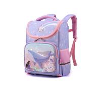 (Viola, S) Zaino per studenti della scuola, motivo balena, astronauta, grande capacitÃ e resistente