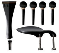 Set di viole GEWA, set di accessori, set di ricambi, cordiera, mentoniera, pomolo finale, 4 pioli, ebano, mentoniera modello Guarneri, 4/4