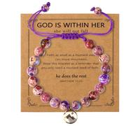 Viola Sposta le Montagne Braccialetto di Semi di Senape, Regali Cristiani per Donne Fede Ispirazione Religioso Cattolico Cristiano Pasqua Natale Compleanno Gioielli per la Cresima