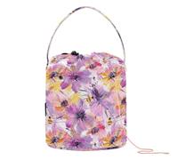 Viola Spruzzi Floreali e Api Filati Borse Crochet Filato Borse Portatile Uncinetto Borsa per Uncinetto Strumento Crochet Viaggio